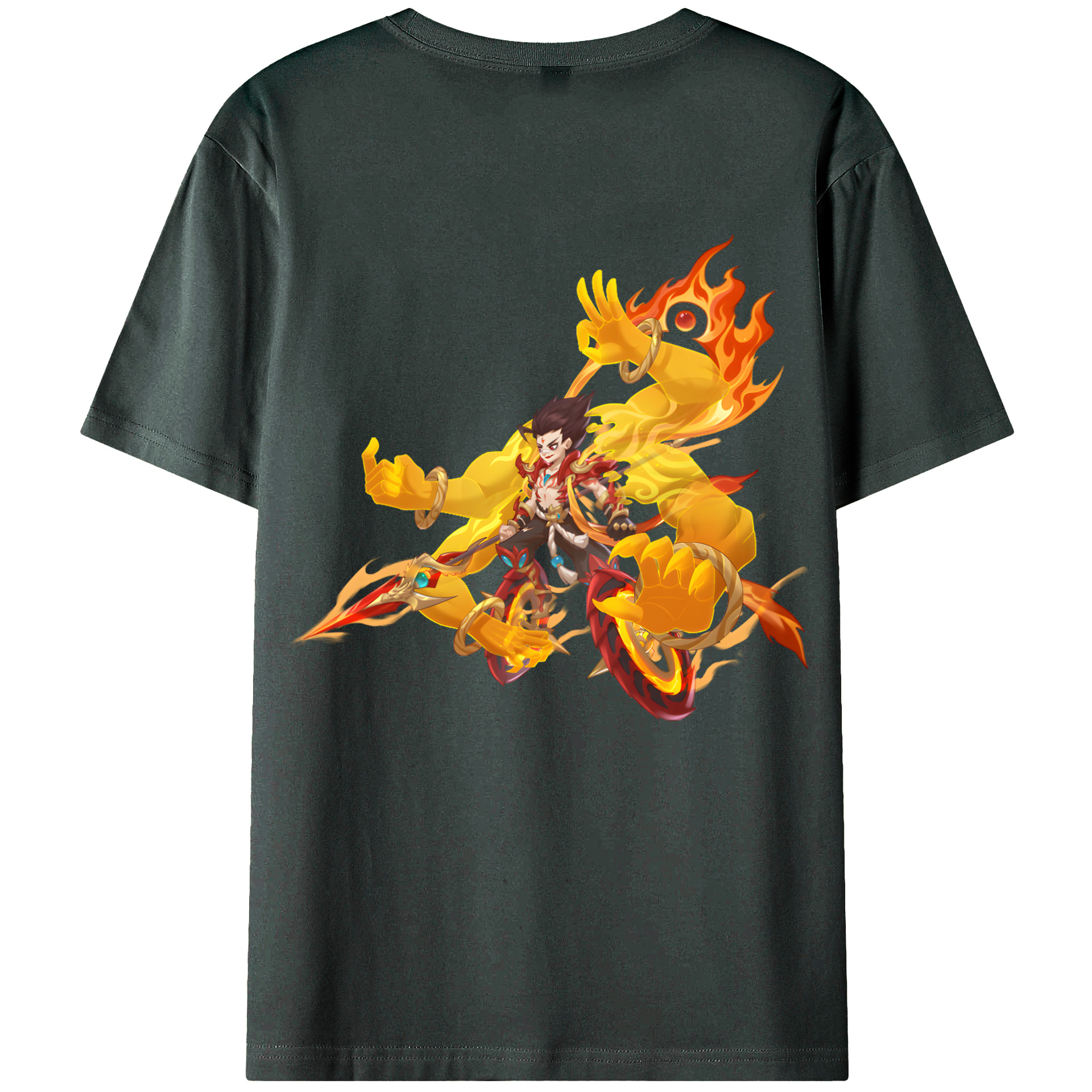 （画像用） Ne Zha 2 ナタ 魔童の大暴れ 綿100％ メンズ半袖Tシャツ（バックプリント） 通気性